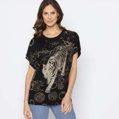 FASHION NEWS Damen-Shirt Tiger schwarz