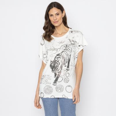 FASHION NEWS Damen-Shirt Tiger weiß