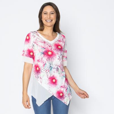 BRILLIANTSHIRTS Damen-Longshirt Blüten