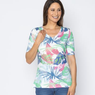 BRILLIANTSHIRTS Damen-Shirt Palmenblätter