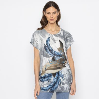 FASHION NEWS Damen-Shirt Blätter grau