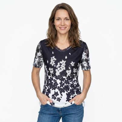 BRILLIANTSHIRTS Damen-Longshirt Blütenranken
