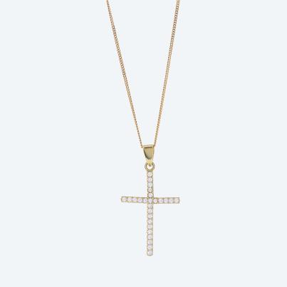 Anhänger mit Kette 925 Silber vergoldet Zirkonia