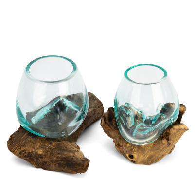 Darimana 2er Set Glas auf Kaffeewurzel mini