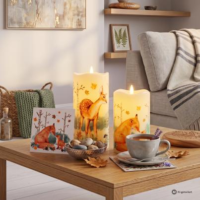 2 LED-Kerzen Funkelzauber Herbst