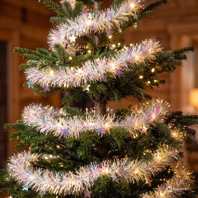 LED-Lamettagirlande mit Sterne multicolor