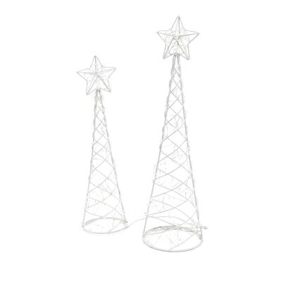 2 LED-Outdoor Tannenbäume
