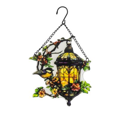 Fensterbild Laterne mit Vogel