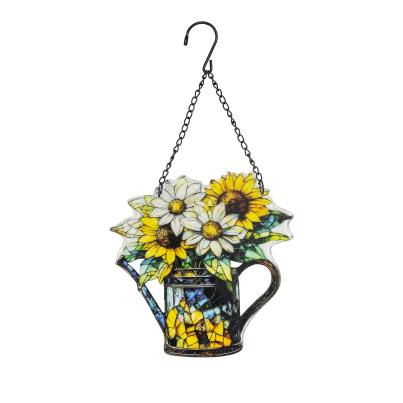 Fensterbild Sonnenblumen in Gießkanne