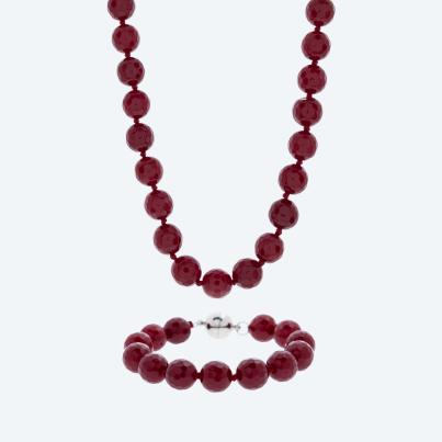 Christian Materne SET Collier+Armband Jade rot