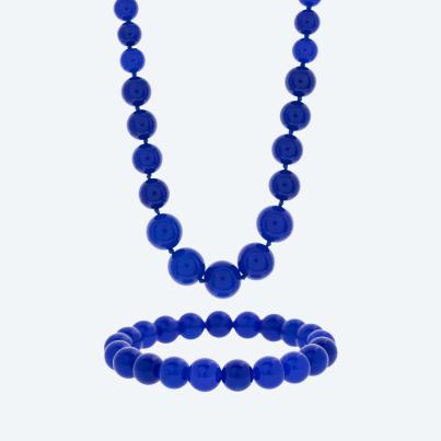 Christian Materne SET Collier+Armband Jade blau