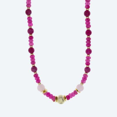 Christian Materne Collier Jade pink, Rosenquarz