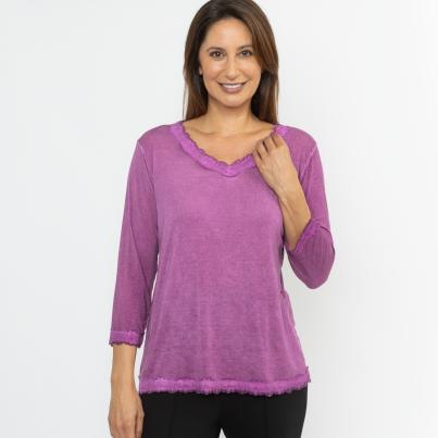 MILANO Design Damen-Shirt Spitze violett