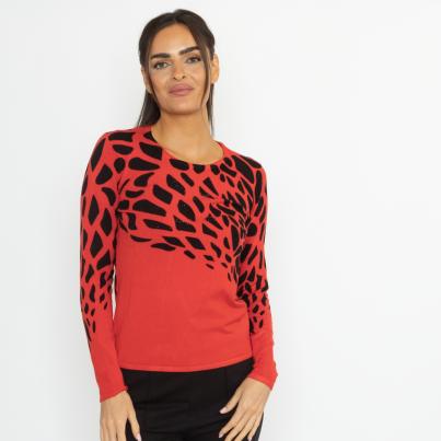 MILANO Design Damen-Pullover rot/schwarz