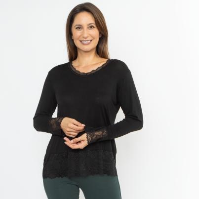 MILANO Design Damen-Shirt Spitze schwarz