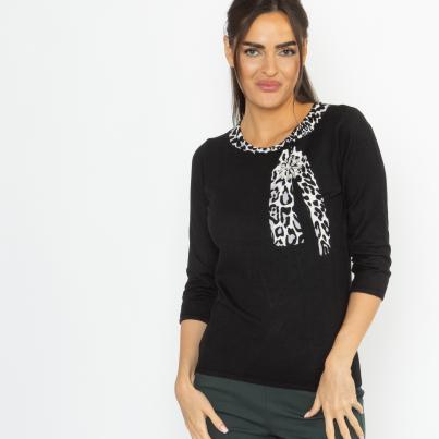 MILANO Design Damen-Pullover schwarz/offwhite