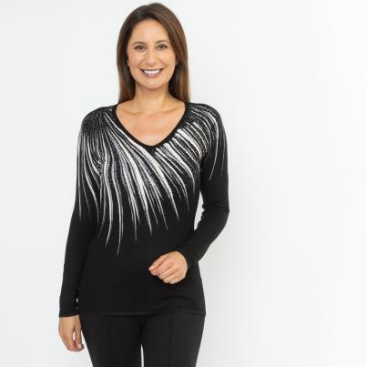 MILANO Design Damen-Pullover schwarz/offwhite