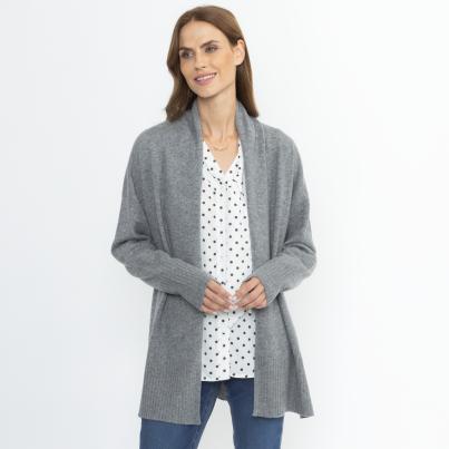 100% KASCHMIR Jacke Schalkragen grau melange