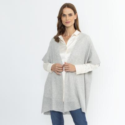 100% KASCHMIR Jacke Poncho-Style hellgrau melange