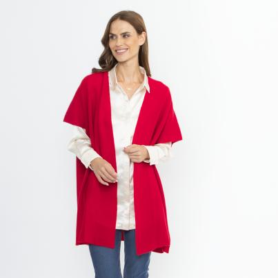 100% KASCHMIR Jacke Poncho-Style rot