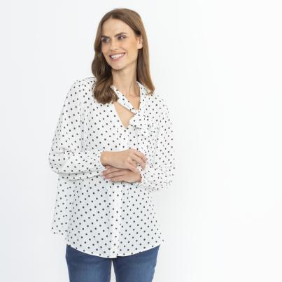 TRENDS by J. L. Schluppenbluse offwhite/schwarz