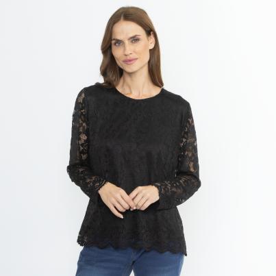 TRENDS by J. Leibfried Spitzenshirt schwarz