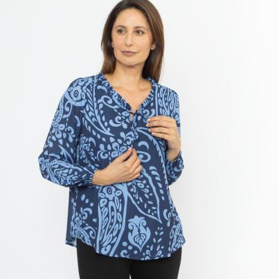 mocca by J. Leibfried Chiffonbluse marine/hellblau