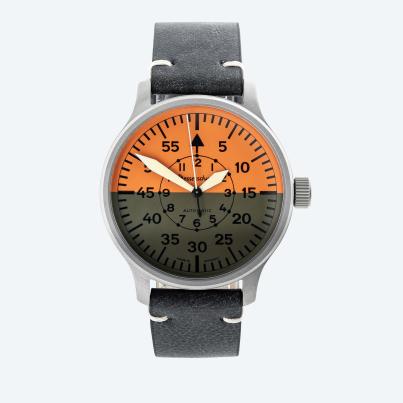 Messerschmitt Herren-Automatikuhr, orange-grün
