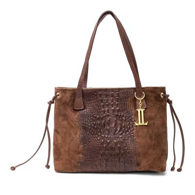 Luca Lorenzo Schultertasche Kroko natural