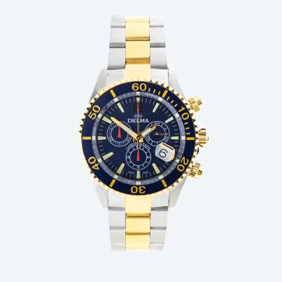 DELMA Herrenuhr Santiago Chronograph bicolor blau
