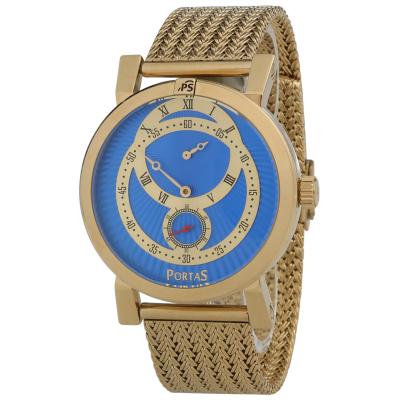 PortaS Herren-Automatikuhr "Weißenfels", blau-gold