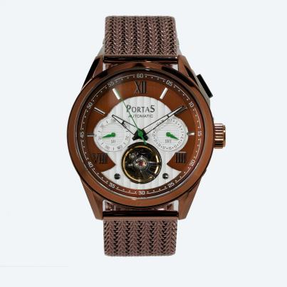 PortaS Herren-Automatikuhr "Calvisius", braun