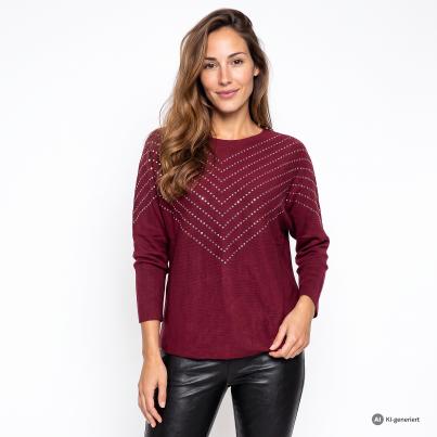 Kernig by Sarah Kern Pullover Nieten burgundy