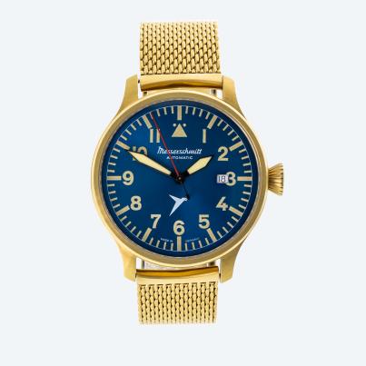 Messerschmitt Herren-Automatikuhr, gold-blau