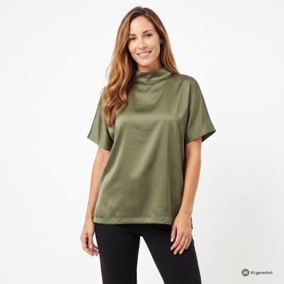 TRENDS by J. Leibfried Satinbluse mit Kragen oliv