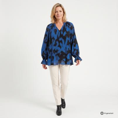 TRENDS by J. Leibfried Plisseebluse blau/schwarz