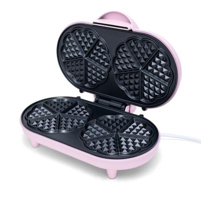 Bestron Doppel-Herz Waffeleisen, rosa