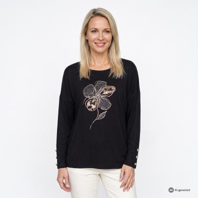 CHRISTIAN MATERNE Damen-Shirt Leoblume schwarz