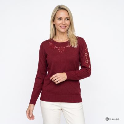 CHRISTIAN MATERNE Damen-Pullover Spitze dunkelrot