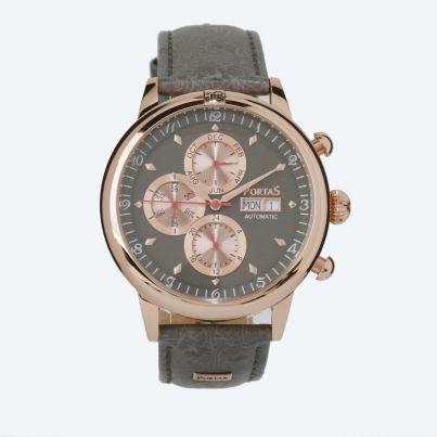 PortaS Herren-Automatikuhr "Arnold", grau-rosé