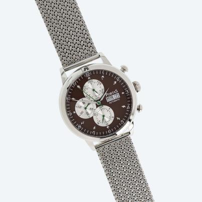PortaS Herren-Automatikuhr "Arnold", braun-silber