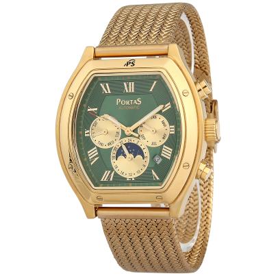 PortaS Herren-Automatikuhr "Dehmelt", grün-gold