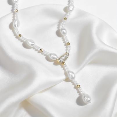 Y-Collier Süßwasserzuchtperlen, Zirkonia