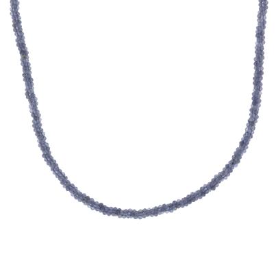 Collier Tansanit Karabiner 925 Silber rhodiniert