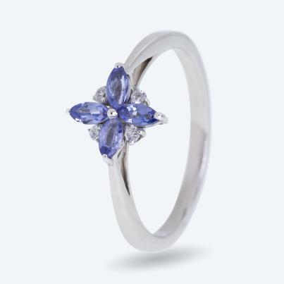 Ring 925 Sterling Silber rhodiniert Tansanit