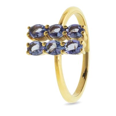 Ring 925 Sterling Silber vergoldet Tansanit