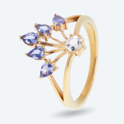 Ring 925 Sterling Silber vergoldet Tansanit