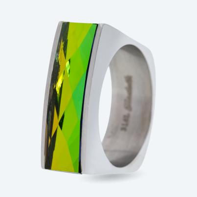 Ring Edelstahl Kristall facettiert