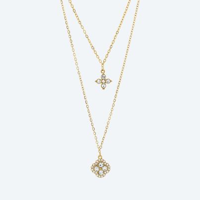 Collier Edelstahl vergoldet Zirkonia