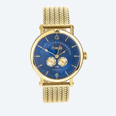 PortaS Herren-Automatikuhr "Eilenburg" blau-gold